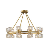 Postmodern Crystal Cube Gold Chandelier - Circle Pendant For Dining Room With 6/12/28 Lights 20 /