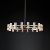 Postmodern Brass Crystal Pendant Chandelier - Circular Design 24 Bulb Suspension Light For Dining