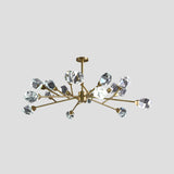 Modern Crystal Block Brass Chandelier - 9/12/18-Light Suspension Pendant For Family Room