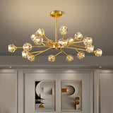 Postmodern Crystal Ball Chandelier With Brass Finish And Multiple Light Options