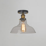 Semi Mount Farmhouse Ceiling Lamp With Clear Glass Shade Geometry Corridor Brass Lighting (1 Bulb) /