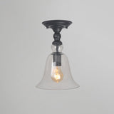 Semi Mount Farmhouse Ceiling Lamp With Clear Glass Shade Geometry Corridor Brass Lighting (1 Bulb) /