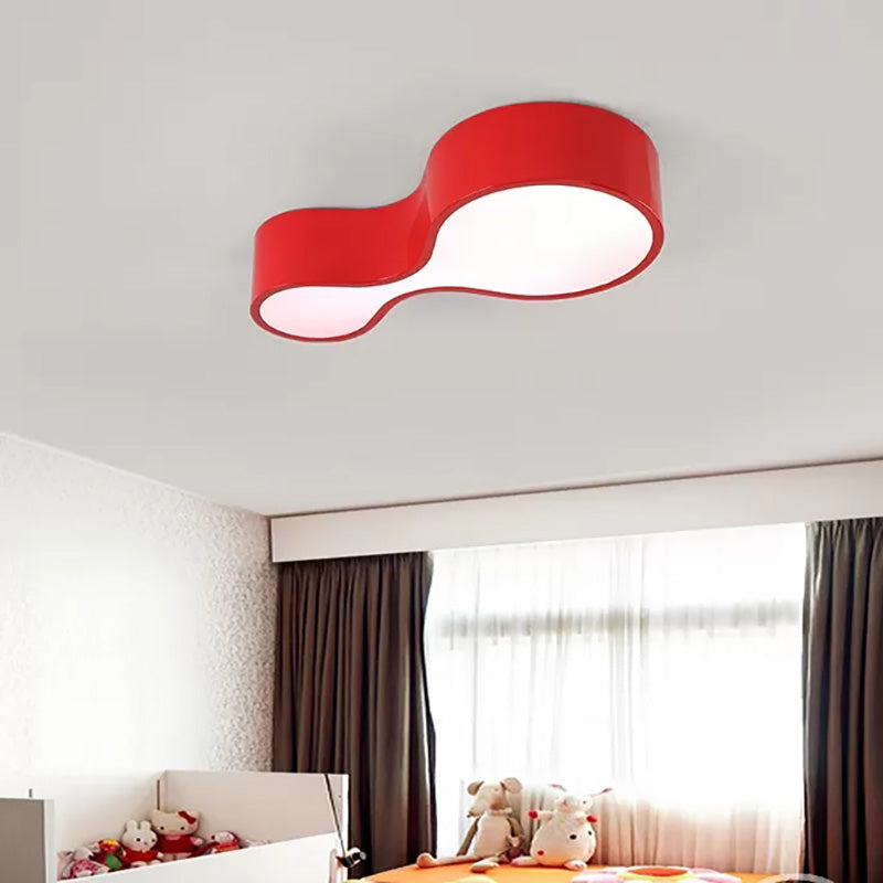Contemporary Acrylic Led Flush Mount Light For Kindergarten - Red/Yellow/Blue/Green Gourd Shape