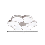 White Flower Shade Led Flush Mount Light Fixture For Hallway With Macron Style Acrylic Design