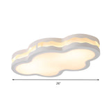 Cartoon Clouds Flush Mount Light - White Acrylic Ceiling Fixture For Childrens Room