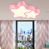 Cartoon Led Flush Mount Ceiling Light For Classrooms - Star Shade Acrylic Fixture Pink / Warm