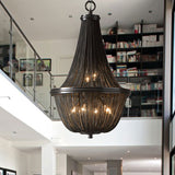 Modern Bronze Led Chandelier - Simplicity Basket Shade Aluminum & Ideal For Living Rooms