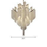 Modern Led Silver Bedroom Chandelier With Tiered Tassel Aluminum Shade