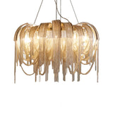 Modern Aluminum Chain Led Chandelier For Dining Room - Stream Design Gold
