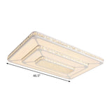 Modern Led Crystal Geometry Ceiling Lamp - White Flush Mount Light With 3-Tier Design