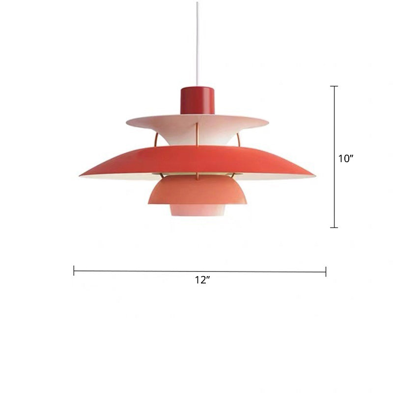 Sleek Metal Pendulum Ceiling Lamp With Tiered Design For Dining Room