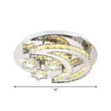 Contemporary Chrome Flush Light With Clear Crystal Moon And Star Design - Led Close To Ceiling Lamp