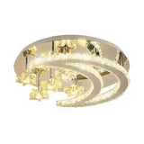 Contemporary Chrome Flush Light With Clear Crystal Moon And Star Design - Led Close To Ceiling Lamp