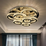 Modern Chrome Crystal Flush Mount Led Lamp For Bedroom Ceiling