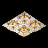 Modern Style Chrome Flush Ceiling Light With Faceted Crystal - Block Flushmount Lighting