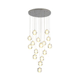 Modern Crystal Chrome Multi Pendant Ceiling Lamp For Stairs - Global Suspension 16 / Clear