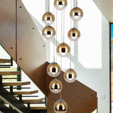 Nordic Aluminum Globe Pendant Light With Clear Glass Bottom In Gold - Perfect For Stairs And