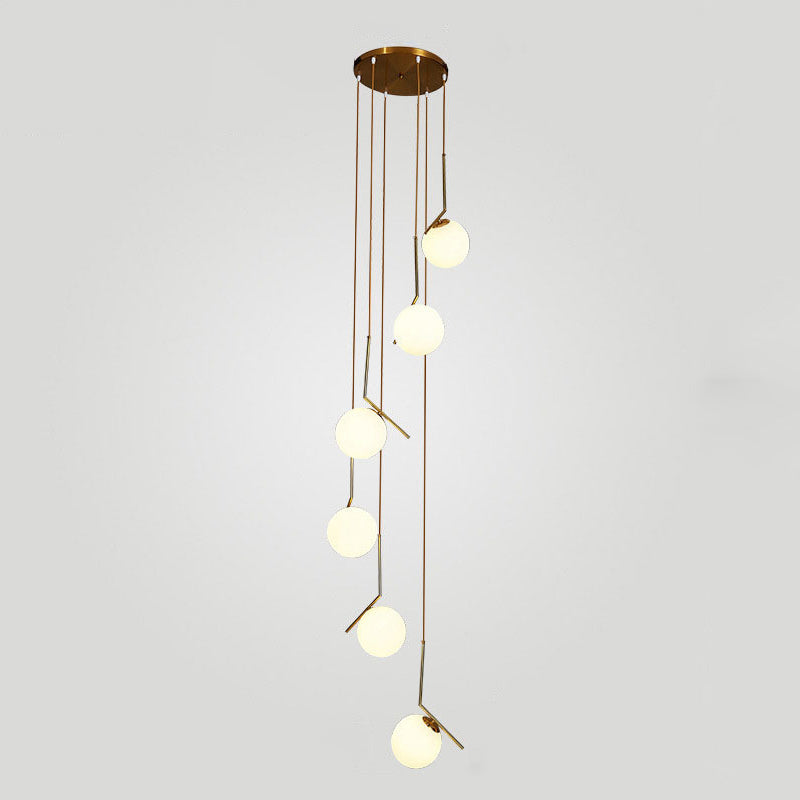 Sleek Opal Glass Pendant Lamp With Multi Light Spheres - Minimalist Design Perfect For Living Rooms