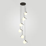 Sleek Opal Glass Pendant Lamp With Multi Light Spheres - Minimalist Design Perfect For Living Rooms