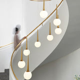 Modern Milky Glass Ball Cluster Pendant Light With Metal Ring Top 8 / Gold