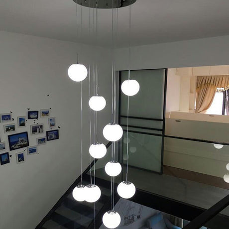 Contemporary Opal Glass Pendant Ceiling Light In Silver For Sphere Living Room 10 /
