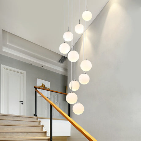 Modern White Glass Pendant Lamp With Multi Lights For Living Room Ceiling Suspension 10 / Cream