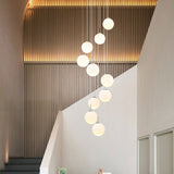 Modern White Glass Pendant Lamp With Multi Lights For Living Room Ceiling Suspension