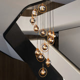 Modernist 13-Head Cluster Pendant Light - Black Spherical Hanging Lamp Kit With Glass Shade 13 /