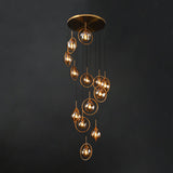 Modernist 13-Head Cluster Pendant Light - Black Spherical Hanging Lamp Kit With Glass Shade