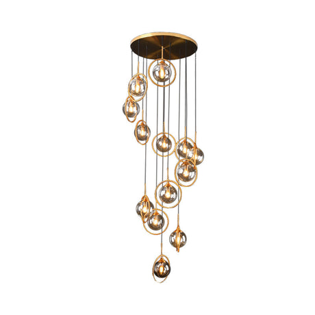 Modernist 13-Head Cluster Pendant Light - Black Spherical Hanging Lamp Kit With Glass Shade 13 /