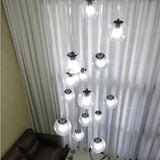 Cognac Glass Globe Pendant Light With 10-Lights For Stairs Or Ceiling