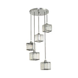 Beveled Crystal Cubic Pendant Suspension Light With Contemporary Swirl Design