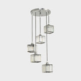 Beveled Crystal Cubic Pendant Suspension Light With Contemporary Swirl Design