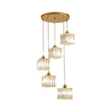 Beveled Crystal Cubic Pendant Suspension Light With Contemporary Swirl Design