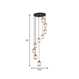 Clear Crystal Black Cylinder Cluster Pendant Light - Minimalist Stair Drop Lamp