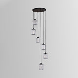 Clear Crystal Black Cylinder Cluster Pendant Light - Minimalist Stair Drop Lamp