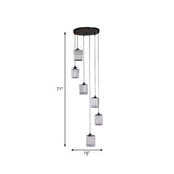 Clear Crystal Black Cylinder Cluster Pendant Light - Minimalist Stair Drop Lamp