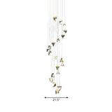 Contemporary Crystal Cluster Pendant For Stairs - Clear Triangle Spiral Hanging Light