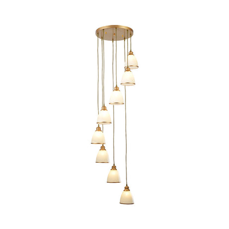 Sleek Opal Glass Spiral Pendant Ceiling Light For Living Room