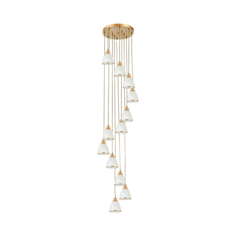Sleek Opal Glass Spiral Pendant Ceiling Light For Living Room 12 / Gold
