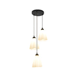 Simplicity Black Swirl Drop Pendant With White Glass Ruffled Cluster