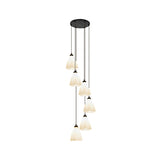 Simplicity Black Swirl Drop Pendant With White Glass Ruffled Cluster