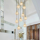 Modern Crystal Ball Pendant Light: Spiral Cluster Design 10-Light Hanging Fixture