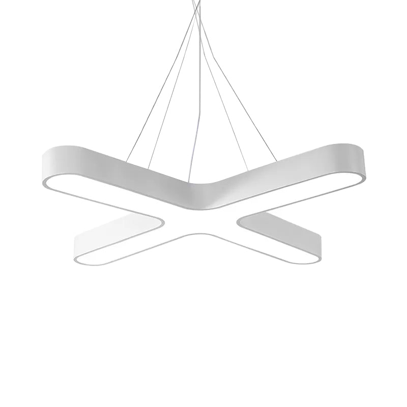 Modern White/Black/Gold Cross Hanging Lamp - 23.5/35.5 Wide Led Metal Ceiling Pendant Light With