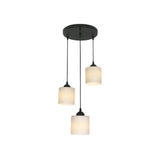 Opal Glass Stairs Pendulum Light: Modernist Cylinder Cluster Pendant In Black 3 / White A