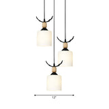Opal Glass Stairs Pendulum Light: Modernist Cylinder Cluster Pendant In Black