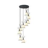Contemporary Dome Stairs Swirl Pendant Light In Black With Opal Glass Accent Stylish Hanging