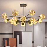 Sleek Black Spherical Pendant Light With Glass Shade – Ideal For Dining Room 8 / Cognac Natural