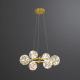 Simple Led Starry Globe Pendant Lamp With Clear Glass Shade - Ring Metal Chandelier 6 / Gold