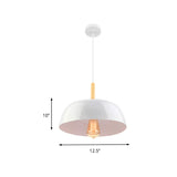 Metal Simple Style Bowl Ceiling Lamp - 1-Light Black/White Pendant Light For Dining Room 12.5/19